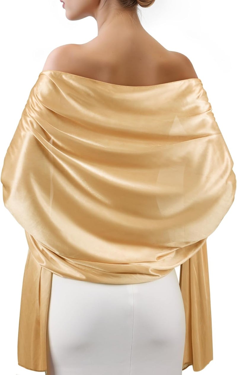 Sofier Satin Shawl Wraps for Women Evening Dresses Wedding Bridal Party Silky Scarf Formal Cover Up Bridesmaid Gifts - Image 1